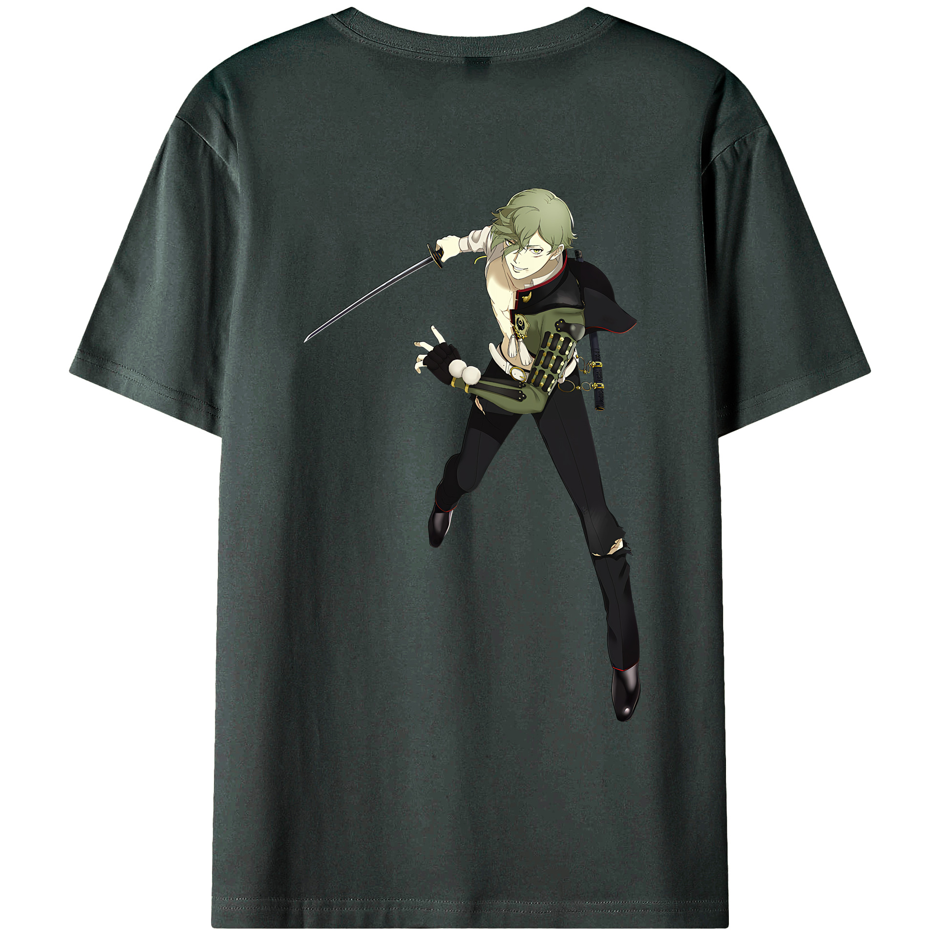 （画像用） 刀剣乱舞 Touken Ranbu 綿100％ メンズ半袖Tシャツ（バックプリント） 通気性